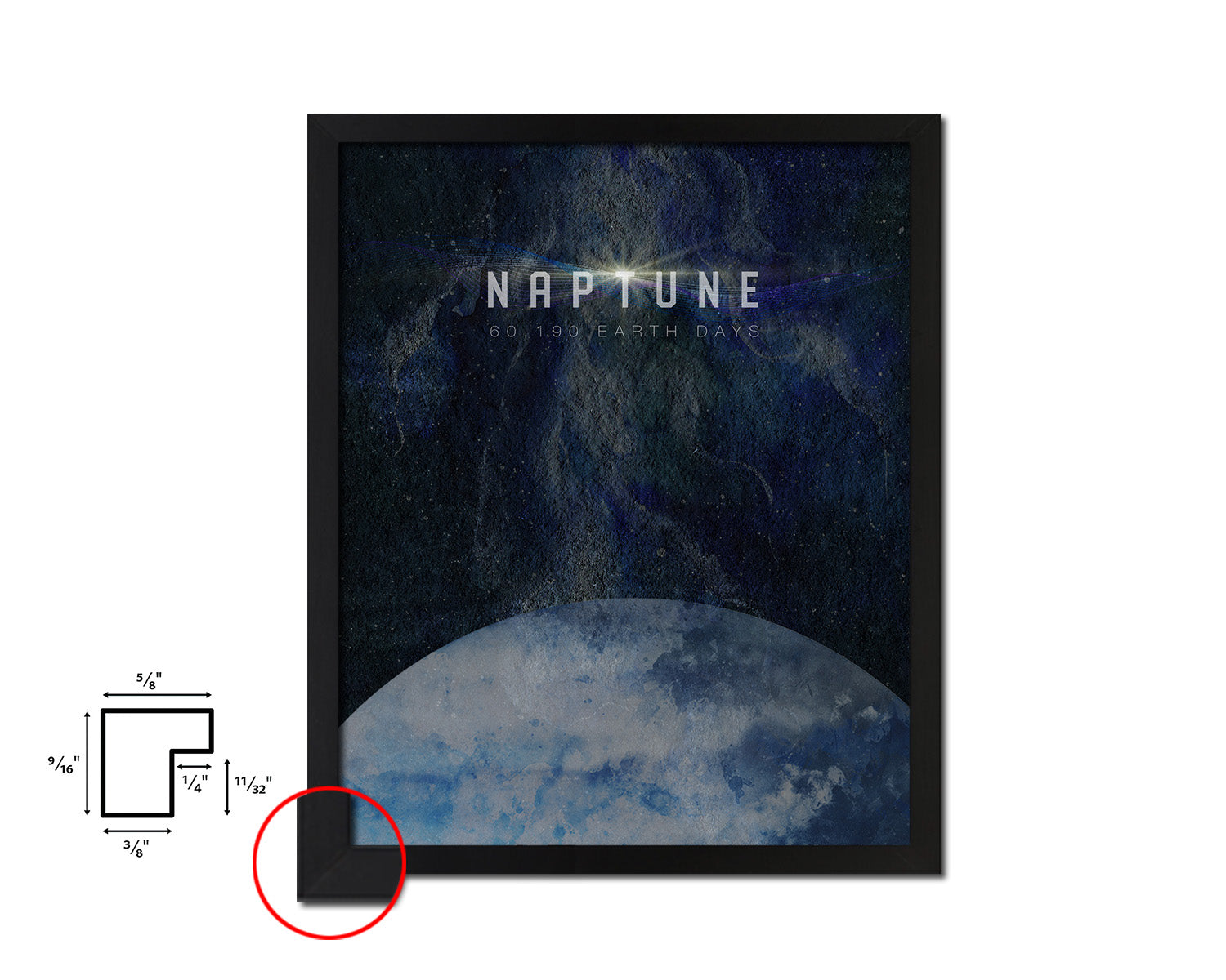 Neptune Planet Prints Length of Year Watercolor Solar System Framed Print Home Decor Wall Art Gifts