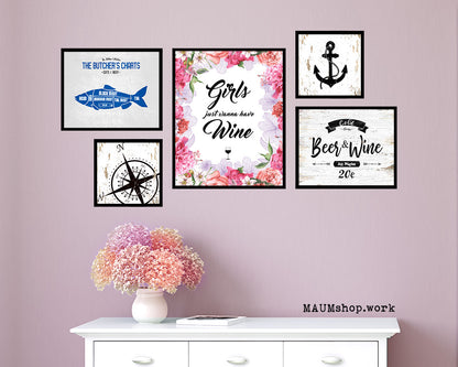 Girls just wanna have Quote Wood Framed Print Wall Decor Art Gifts