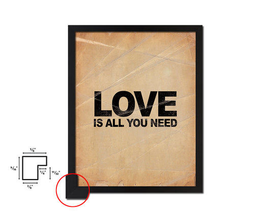 Love is all you need Quote Paper Artwork Framed Print Wall Decor Art