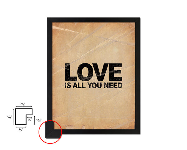 Love is all you need Quote Paper Artwork Framed Print Wall Decor Art