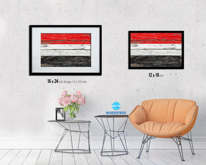 Yemen Country Wood Rustic National Flag Wood Framed Print Wall Art Decor Gifts