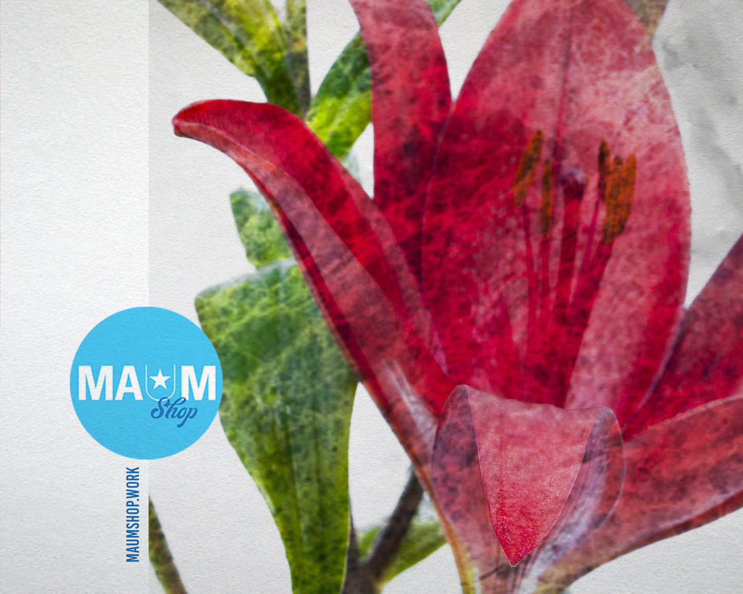 Red Lily Marble Texture Plants Art Wood Framed Print Wall Decor Gifts