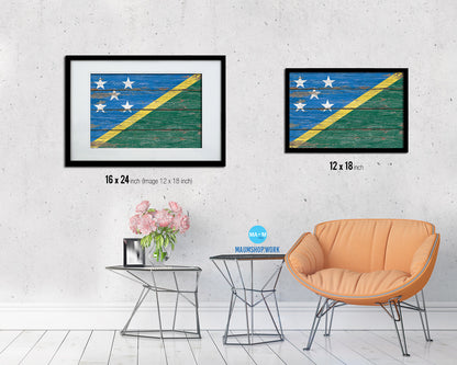 Solomon Island Country Wood Rustic National Flag Wood Framed Print Wall Art Decor Gifts