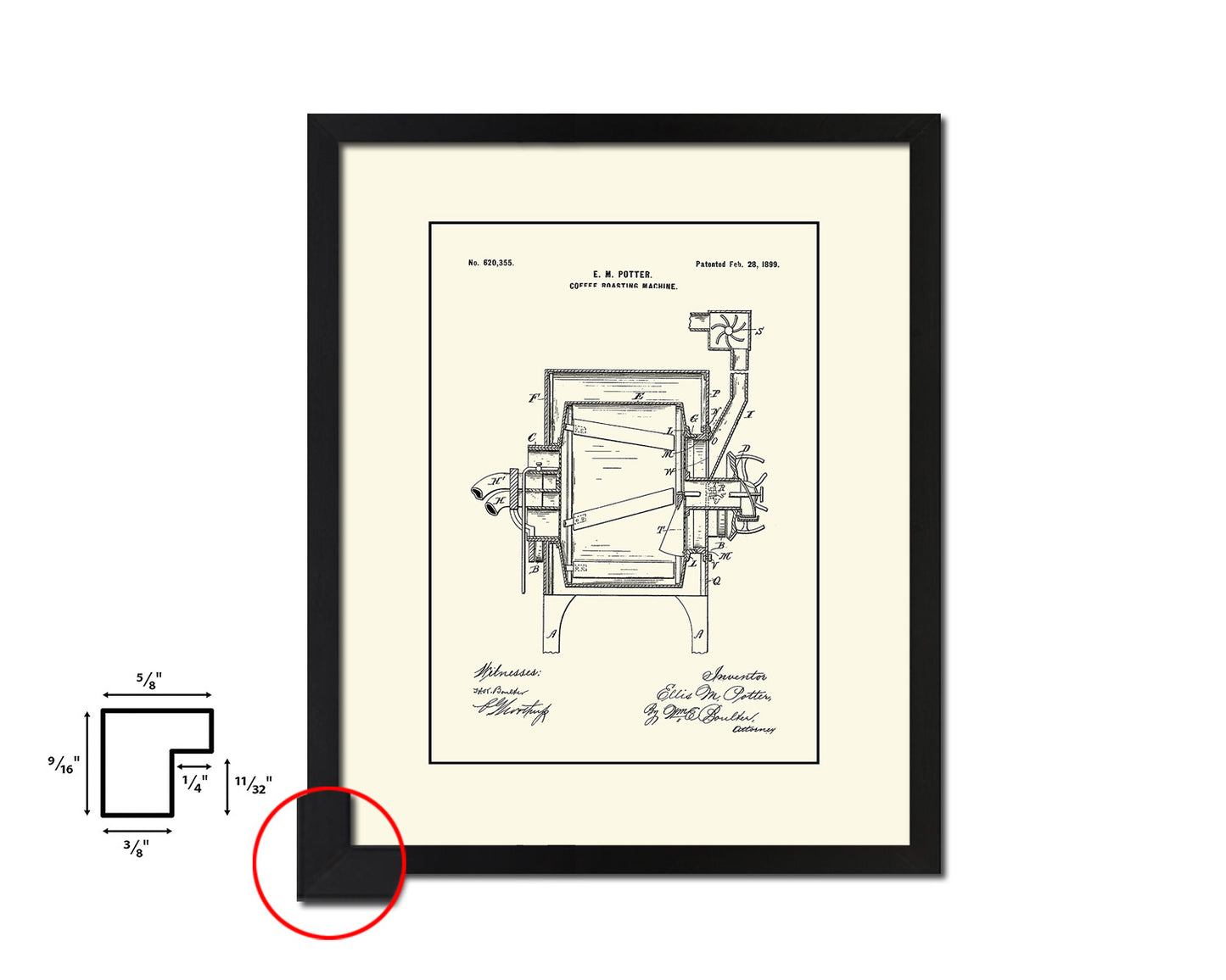 Roasting Machine Coffee Vintage Patent Artwork Black Frame Print Wall Art Decor Gifts
