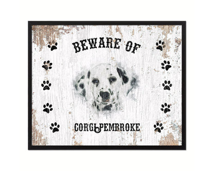 Beware of Dalmatian Sign Wood Framed Print Wall Art Decor Gifts
