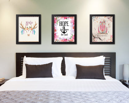 Hope anchors the soul, Hebrews 6:19 Quote Wood Framed Print Home Decor Wall Art Gifts