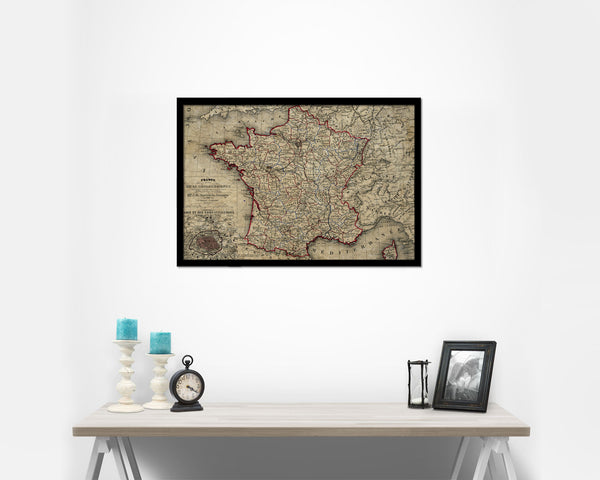 France 1846 Historical Map Framed Print Art Wall Decor Gifts