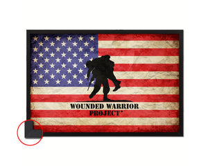 Wounded Warrior Project American Vintage Military Flag Framed Print Sign Decor Wall Art Gifts