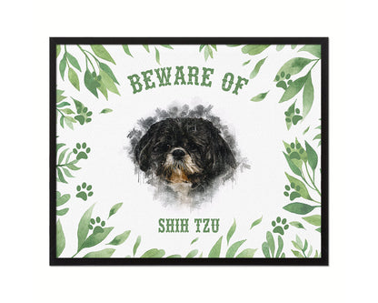Beware of Russell Terrier Sign Wood Framed Print Wall Art Decor Gifts