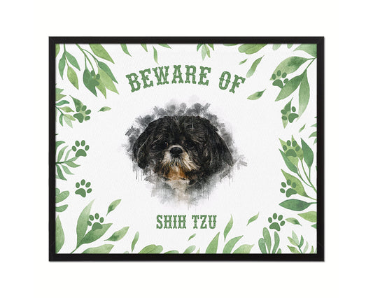 Beware of Russell Terrier Sign Wood Framed Print Wall Art Decor Gifts