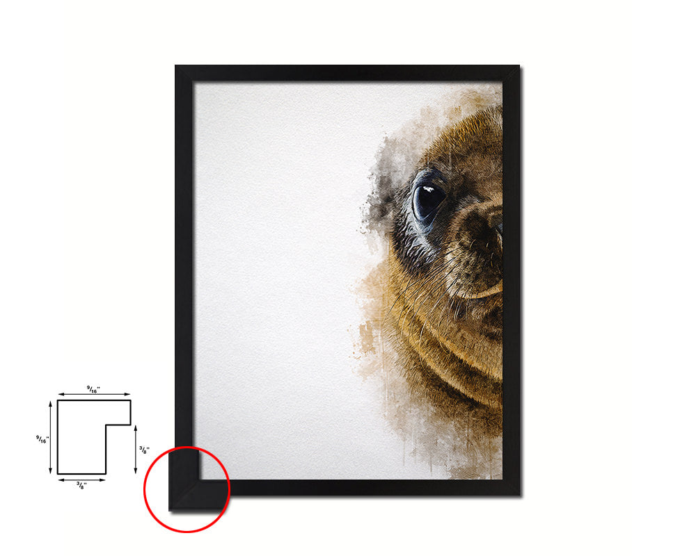 Sea Lion Animal Painting Print Framed Art Home Wall Decor Gifts
