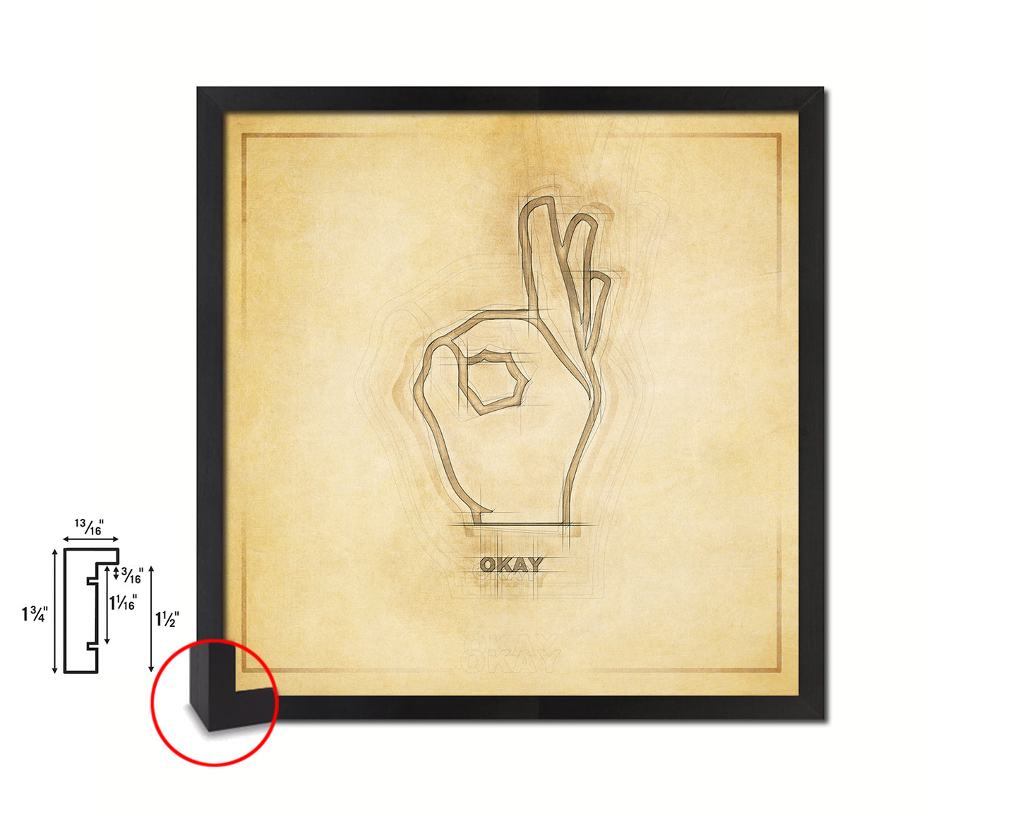 Okay hand Punctuation Symbol Framed Print Home Decor Wall Art English Teacher Gifts