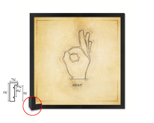 Okay hand Punctuation Symbol Framed Print Home Decor Wall Art English Teacher Gifts