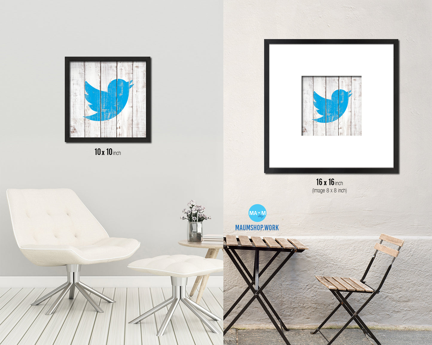 Twitter Social Media Symbol Icons logo Framed Print Shabby Chic Home Decor Wall Art Gifts