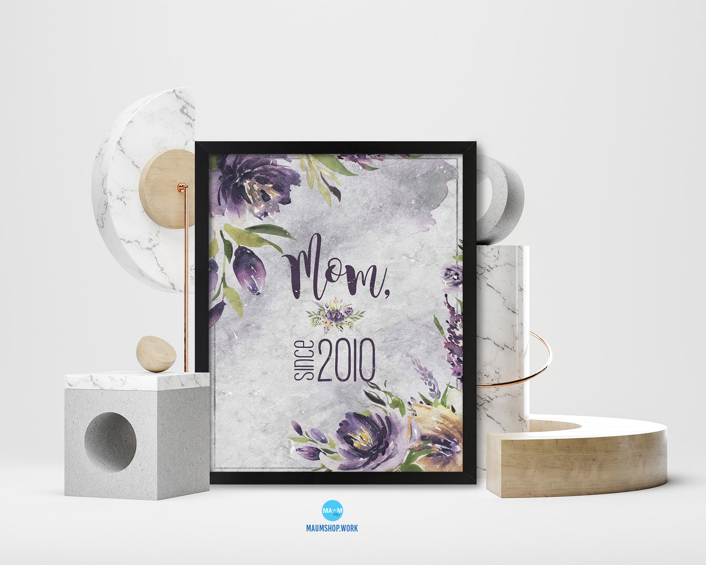 Mom since 2010 Quote Framed Print Wall Art Decor Gifts