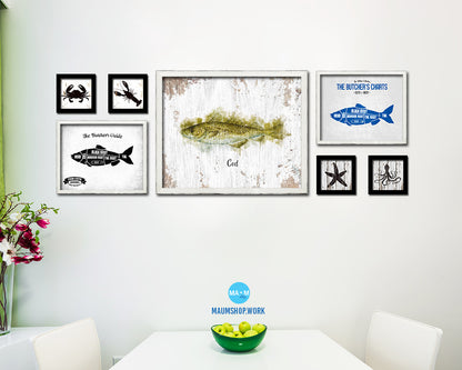 Cod Fish Framed Prints Modern Restaurant Sushi Bar Watercolor Wall Art Decor