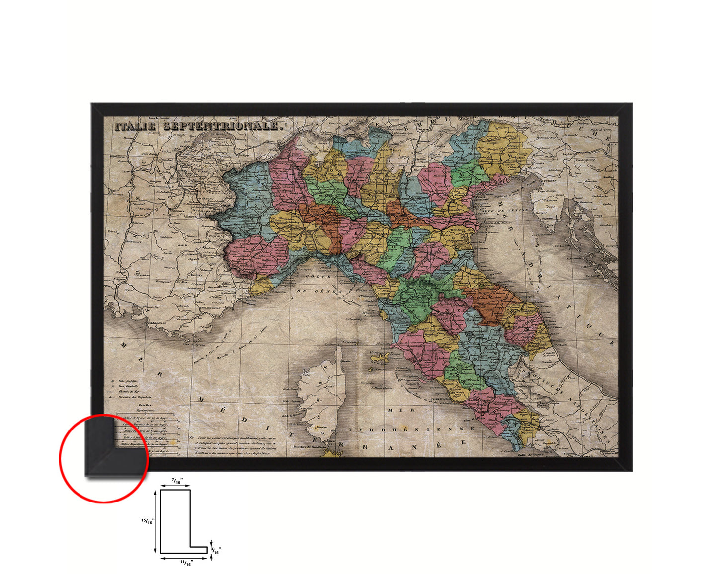North Iitaly Historical Map Framed Print Art Wall Decor Gifts
