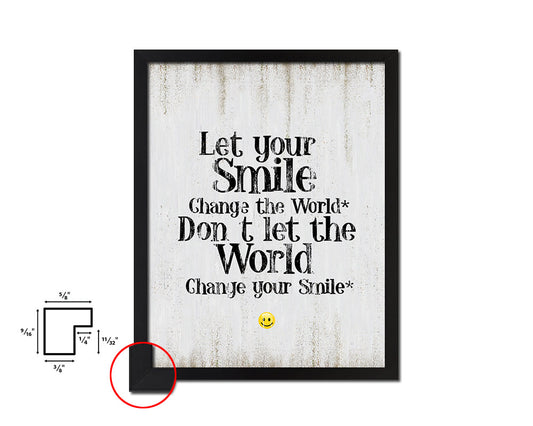Let your smile change the world Quote Wood Framed Print Wall Decor Art
