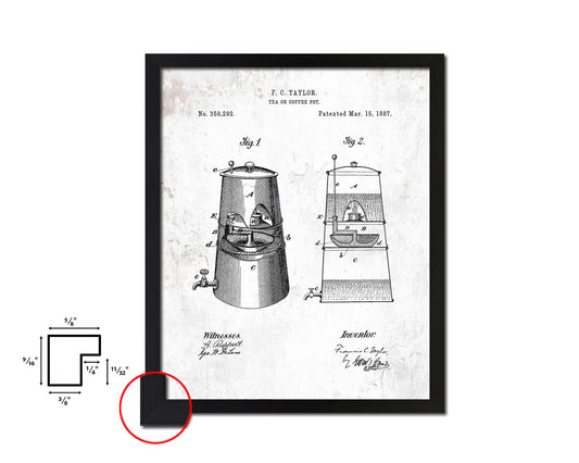 Tea or Pot Coffee Vintage Patent Artwork Black Frame Print Wall Art Decor Gifts