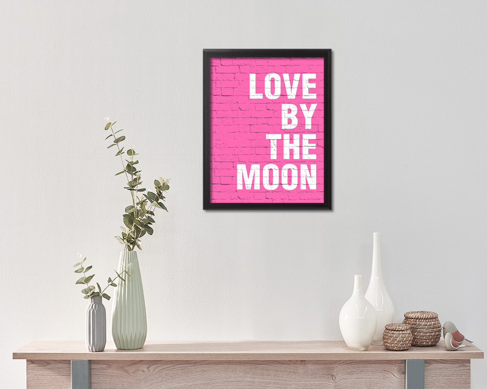 Love by the moon Quote Saying Framed Print Home Decor Wall Art Gifts