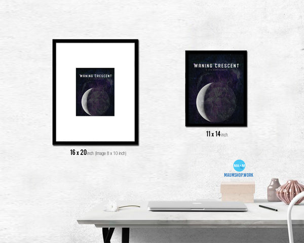 Waning Crescent Lunar Phases Length of Year Moon Watercolor Nursery Framed Prints Wall Art Gift