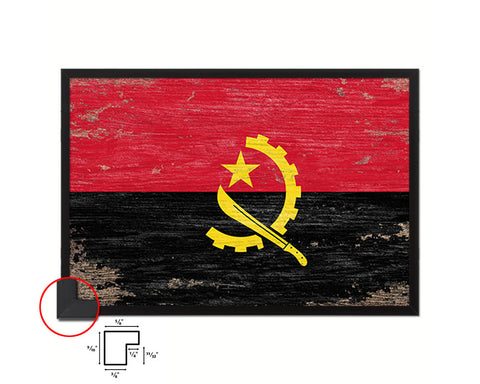 Angola Shabby Chic Country Flag Wood Framed Print Wall Art Decor Gifts