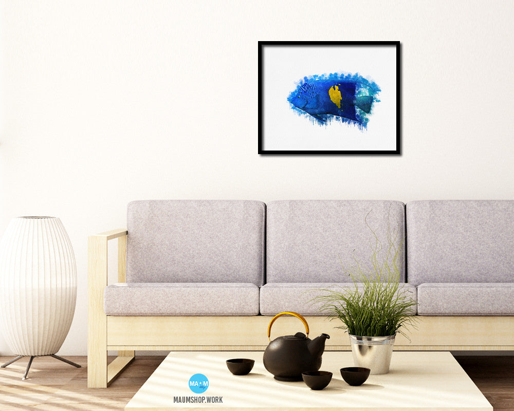 Tropical Fish Framed Print Modern Restaurant Sushi Bar Modern Watercolor Wall Art Decor