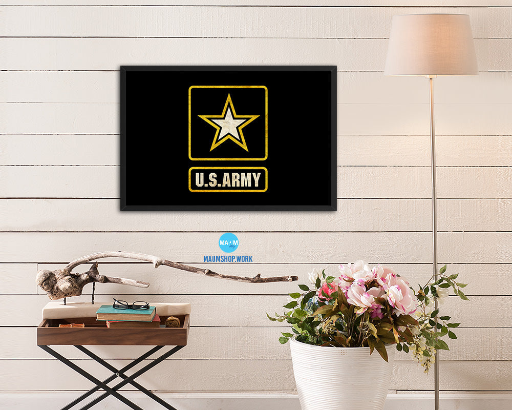 US Army Star Vintage Military Flag Framed Print Sign Decor Wall Art Gifts