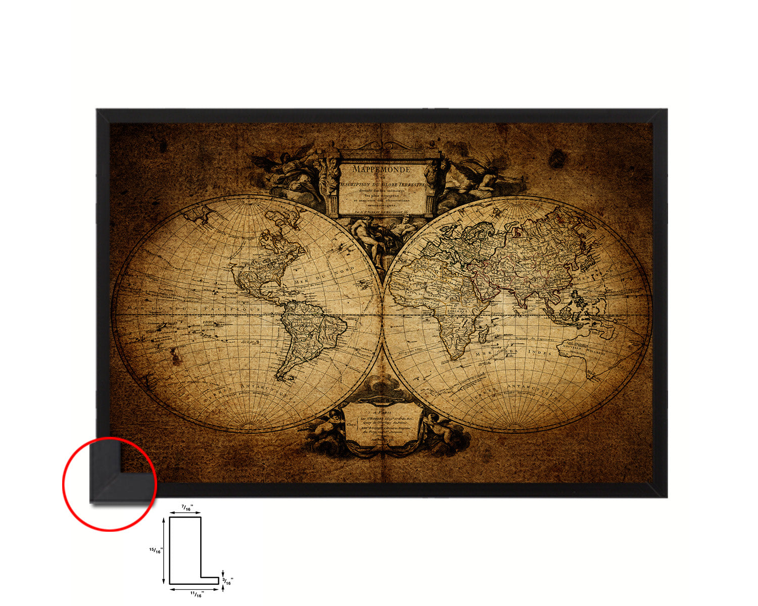 World 1752 Historical Map Framed Print Art Wall Decor Gifts
