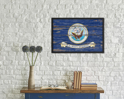US Navy Retired Maintaining The Tradition Naval USN Wood Rustic Flag Framed Print Art