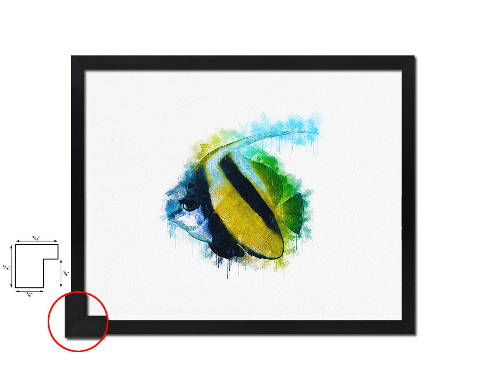 Tropical Fish Framed Print Modern Restaurant Sushi Bar Modern Watercolor Wall Art Decor