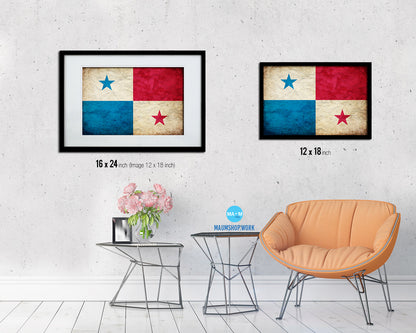 Panama Country Vintage Flag Wood Framed Print Wall Art Decor Gifts