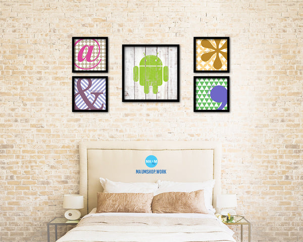 Android Social Media Symbol Icons logo Framed Print Shabby Chic Home Decor Wall Art Gifts