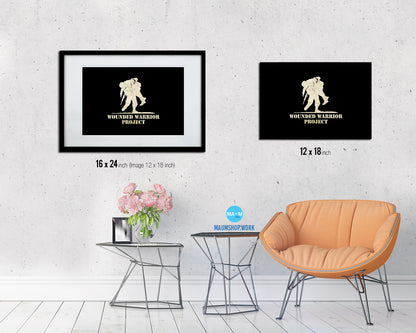 Wounded Warrior Project Vintage Military Flag Framed Print Sign Decor Wall Art Gifts