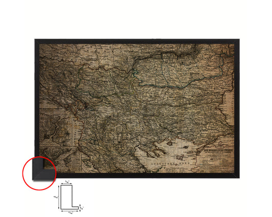 Balkans Hungary Romania Europe's Third World Vintage Map Framed Print Art Wall Decor Gifts