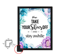 Please take your shoes off Quote Boho Flower Framed Print Wall Decor Art