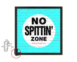 No Spitting Zone Shabby Chic Sign Wood Framed Art Paper Print Wall Decor Gifts