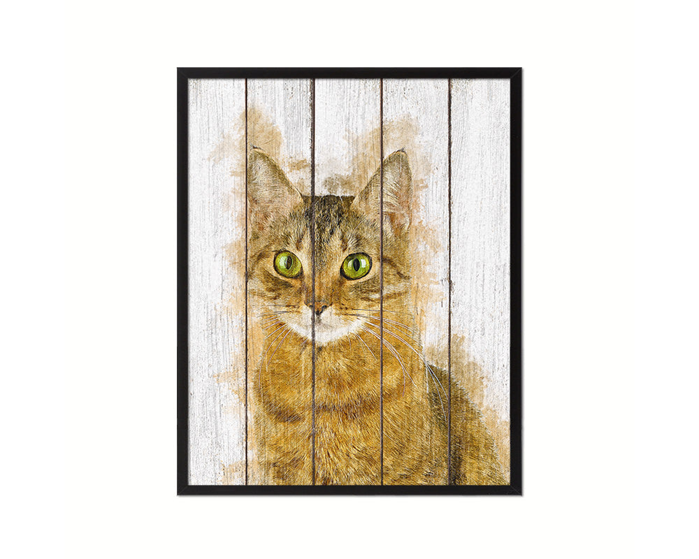 Red Little Cat Kitten Portrait Framed Print Pet Home Decor Custom Watercolor Wall Art Gifts