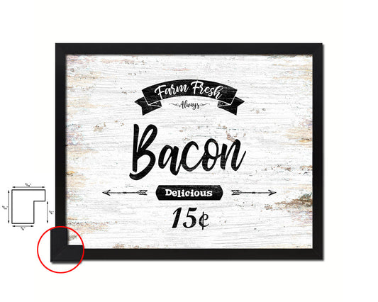 Farm Fresh Bacon Vintage Sign Fine Art Paper Prints Wood Frame Wall Art Decor Gifts