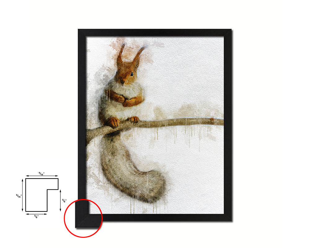 Red squirrel Animal Painting Print Framed Art Home Wall Decor Gifts
