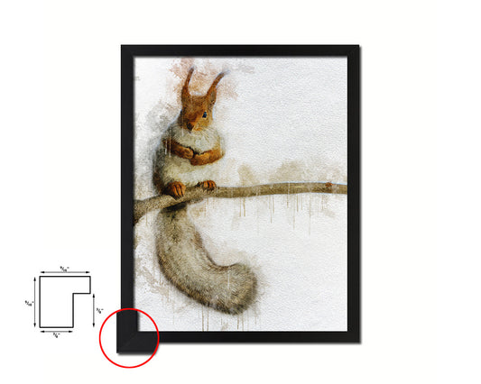 Red squirrel Animal Painting Print Framed Art Home Wall Decor Gifts