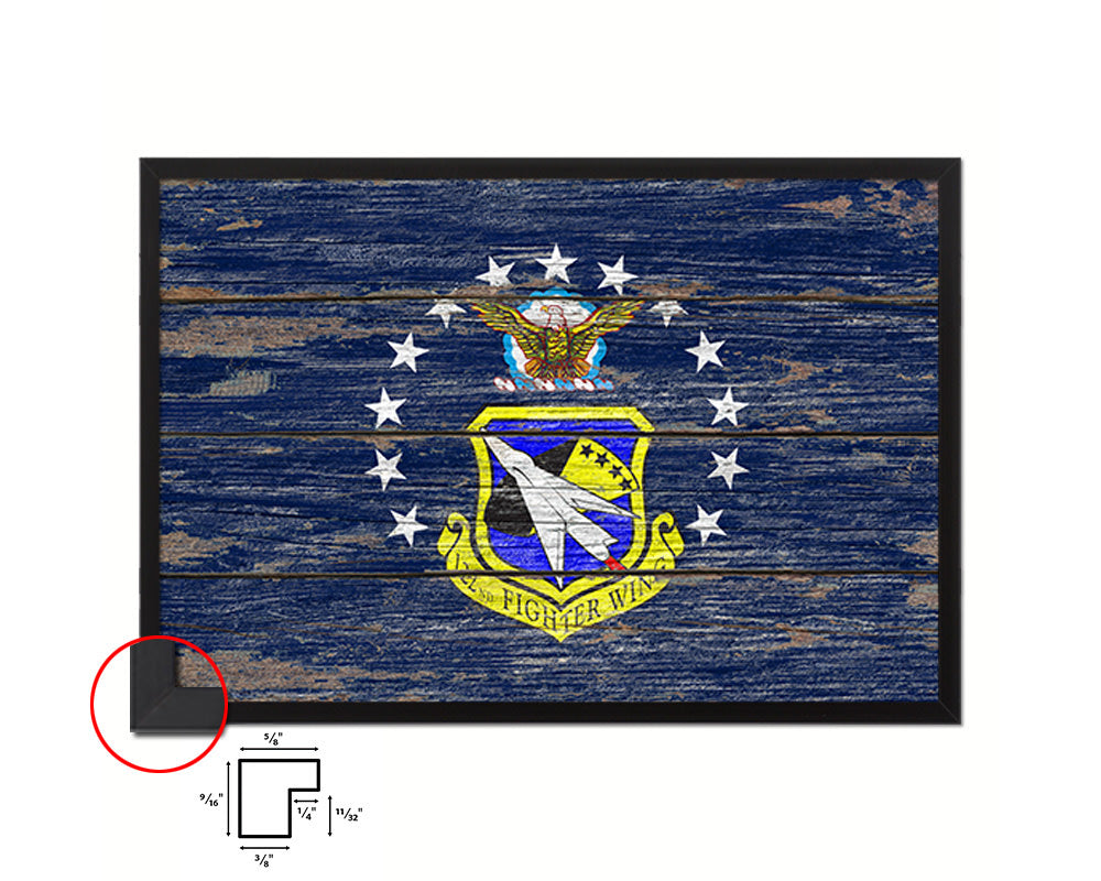 122nd Fighter Wing Vintage Emblem Flag Wood Frame Paper Print Wall Art Decor Gifts