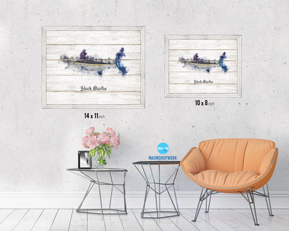 Black Marlin Fish Framed Prints Modern Restaurant Sushi Bar Watercolor Wall Art Decor