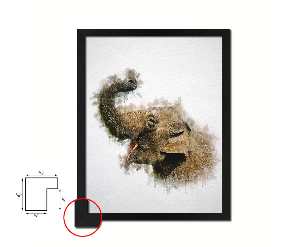 Elephant Animal Painting Print Framed Art Home Wall Decor Gifts