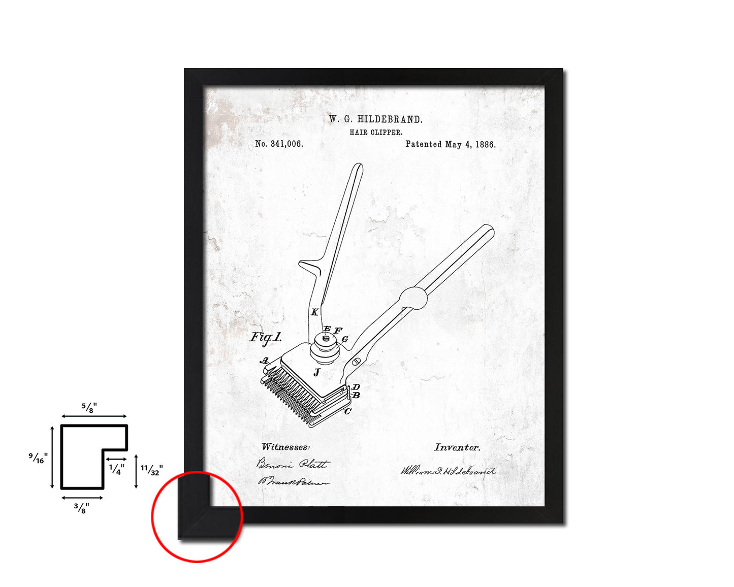 Hair Clipper Barbershop Vintage Patent Artwork Black Frame Print Wall Art Decor Gifts