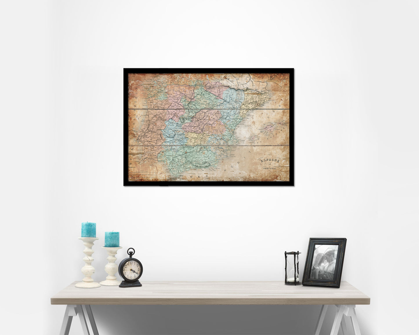 Spain and Portugal 1846 Antique Map Framed Print Art Wall Decor Gifts