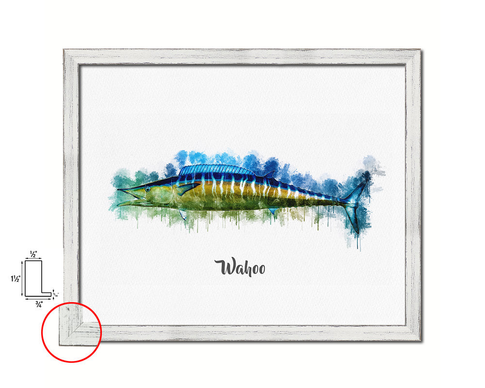 Wahoo Fish Framed Prints Modern Restaurant Sushi Bar Watercolor Wall Art Decor