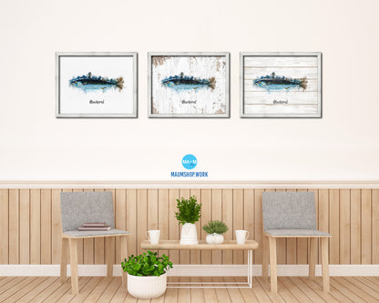 Mackeral Fish Framed Prints Modern Restaurant Sushi Bar Watercolor Wall Art Decor