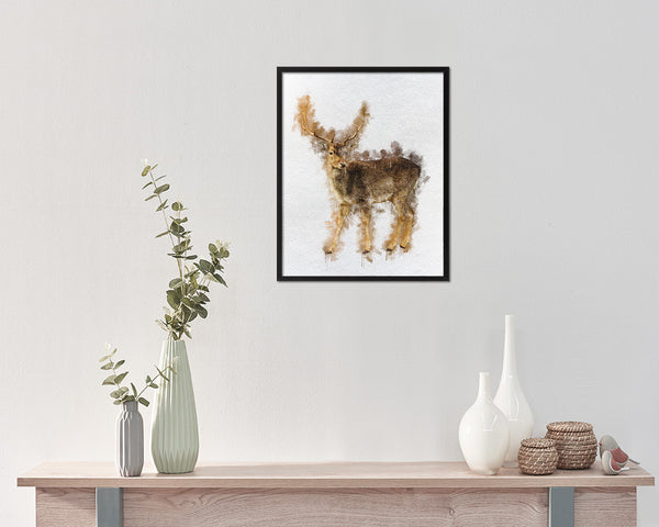 Deer Animal Painting Print Framed Art Home Wall Decor Gifts