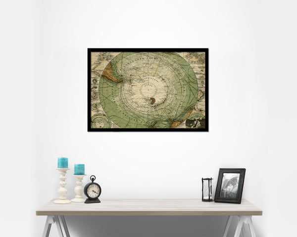Antarctica South Pole 1872 Historical Map Framed Print Art Wall Decor Gifts